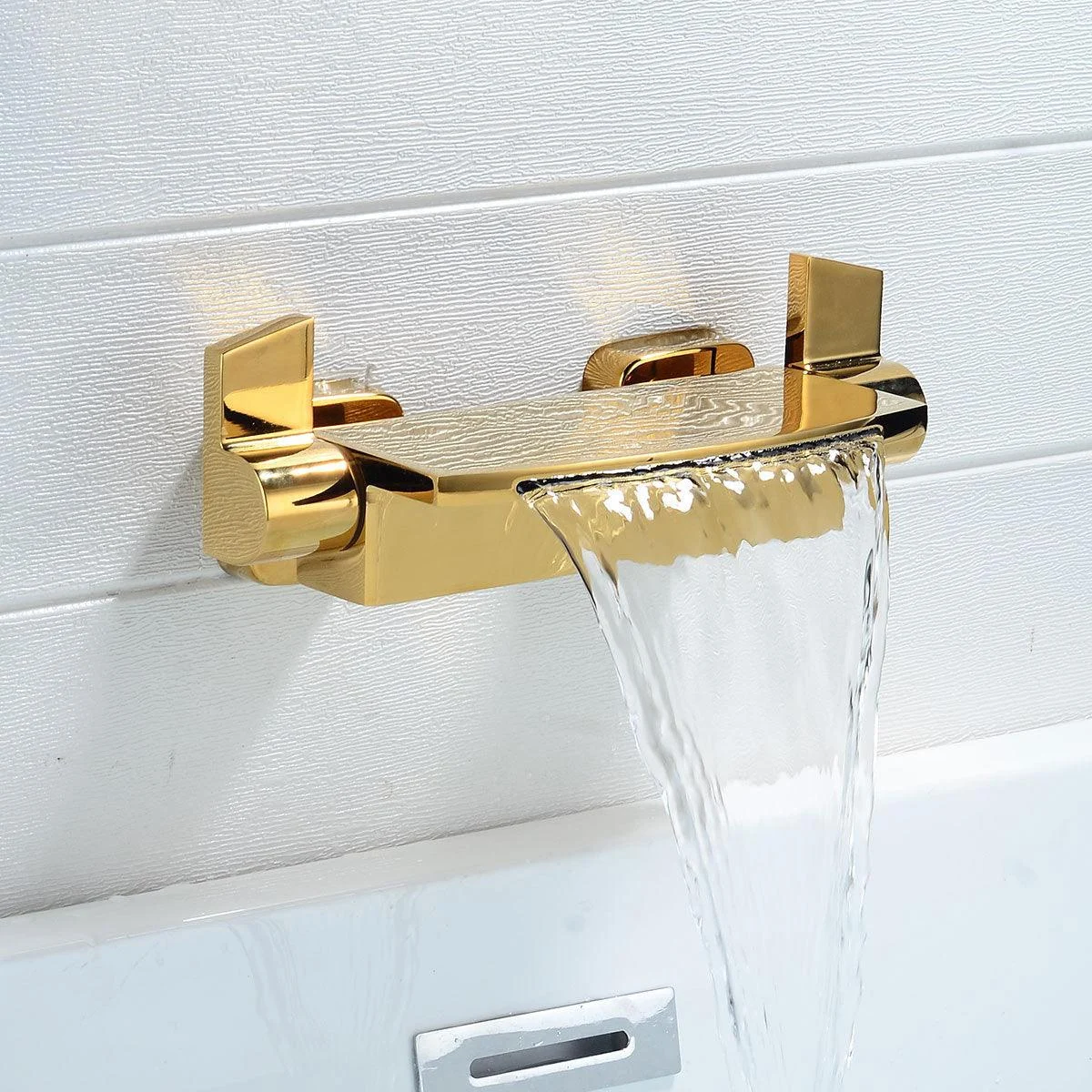 Wall Mount Tub Tap One Handle Waterfall Tub Spout Trim with Knob -Bathlova