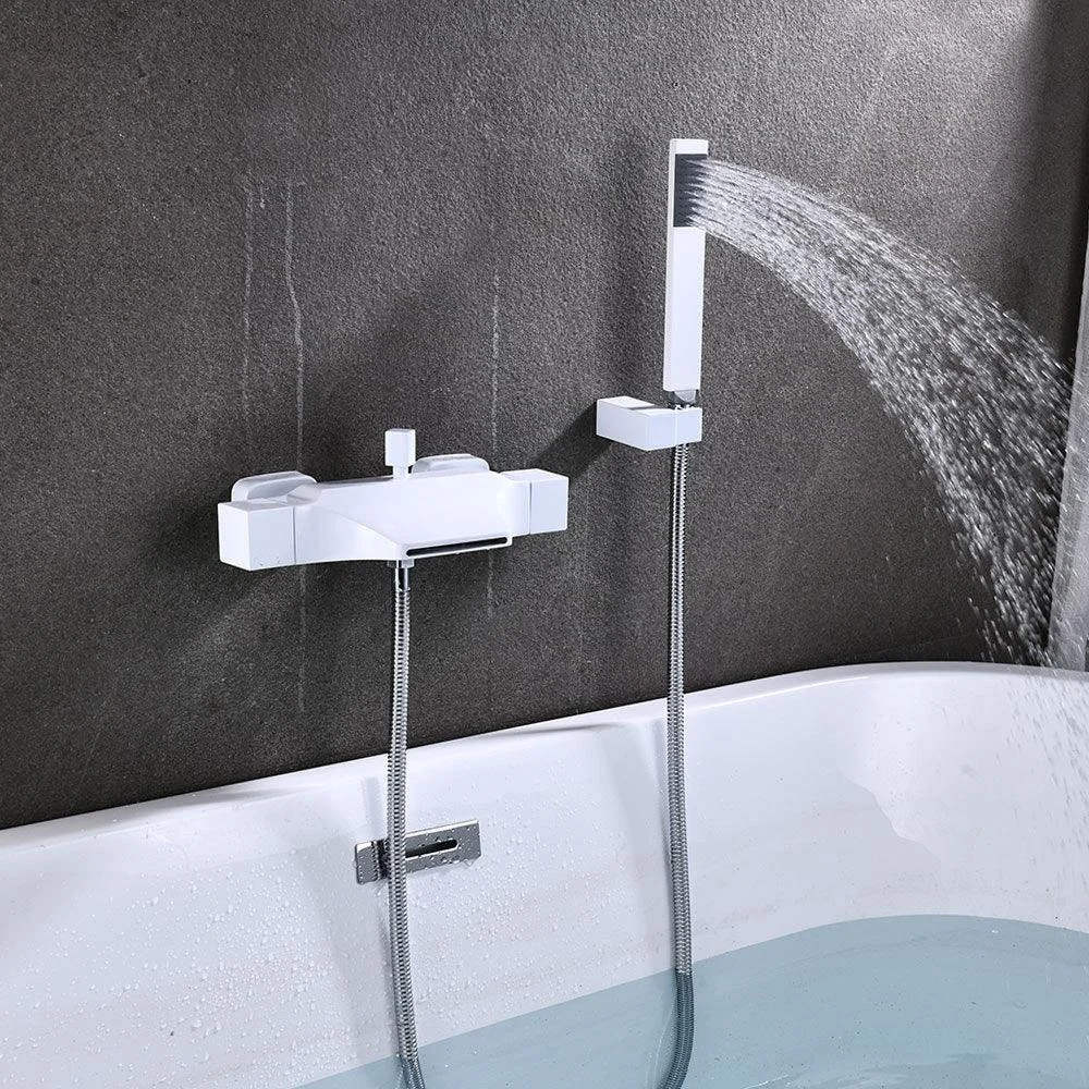 Wall Mount Tub Tap One Handle Waterfall Tub Spout Trim with Knob -Bathlova