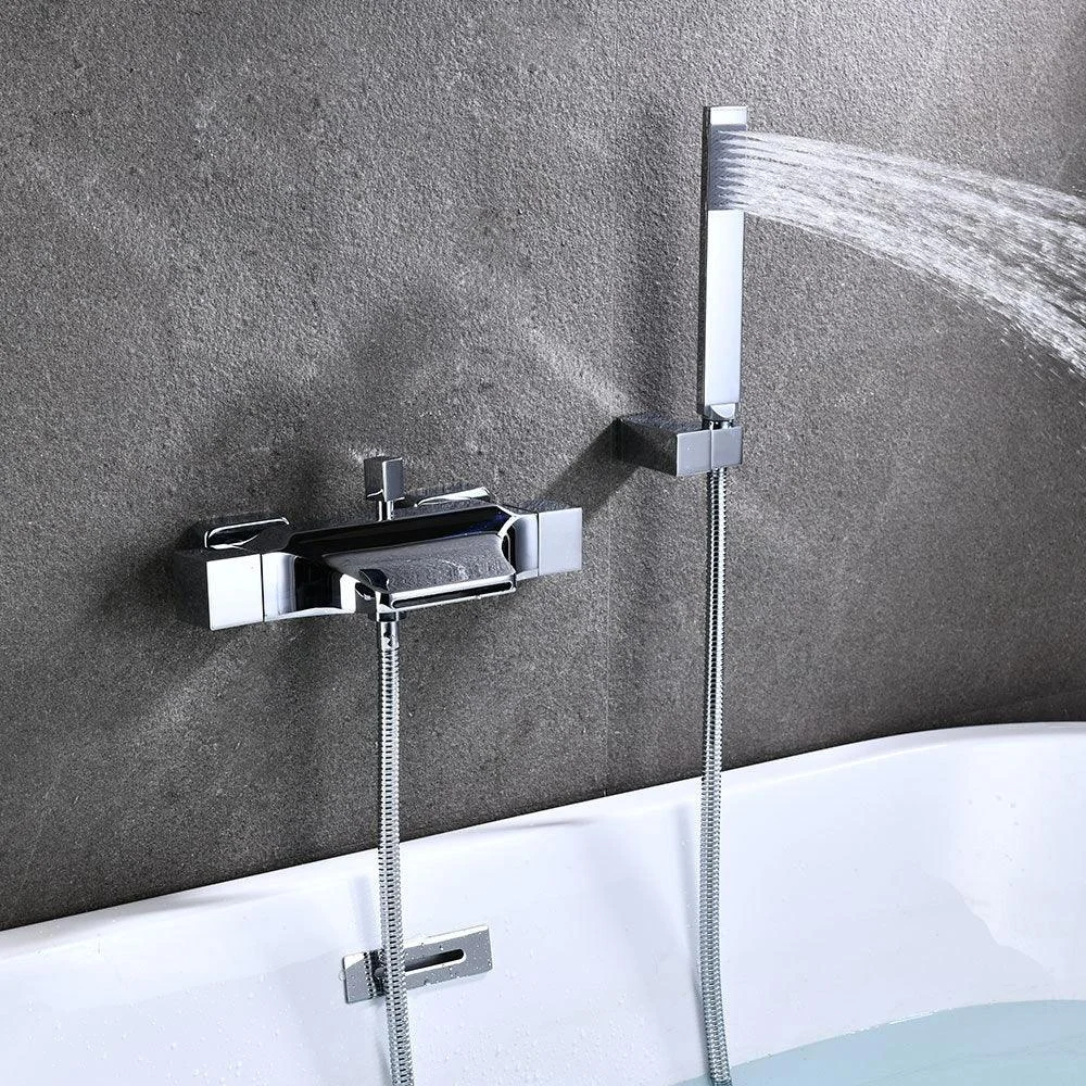 Wall Mount Tub Tap One Handle Waterfall Tub Spout Trim with Knob -Bathlova