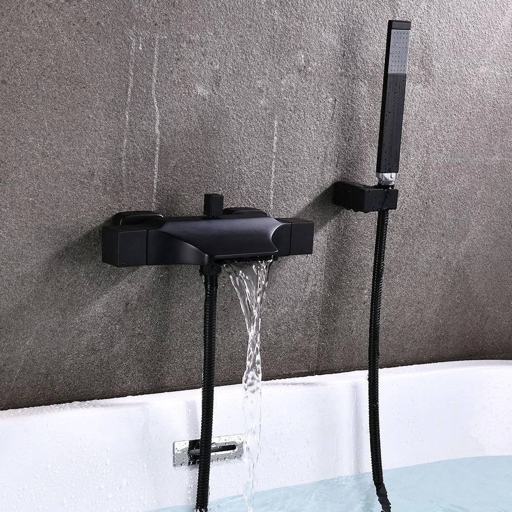 Wall Mount Tub Tap One Handle Waterfall Tub Spout Trim with Knob -Bathlova