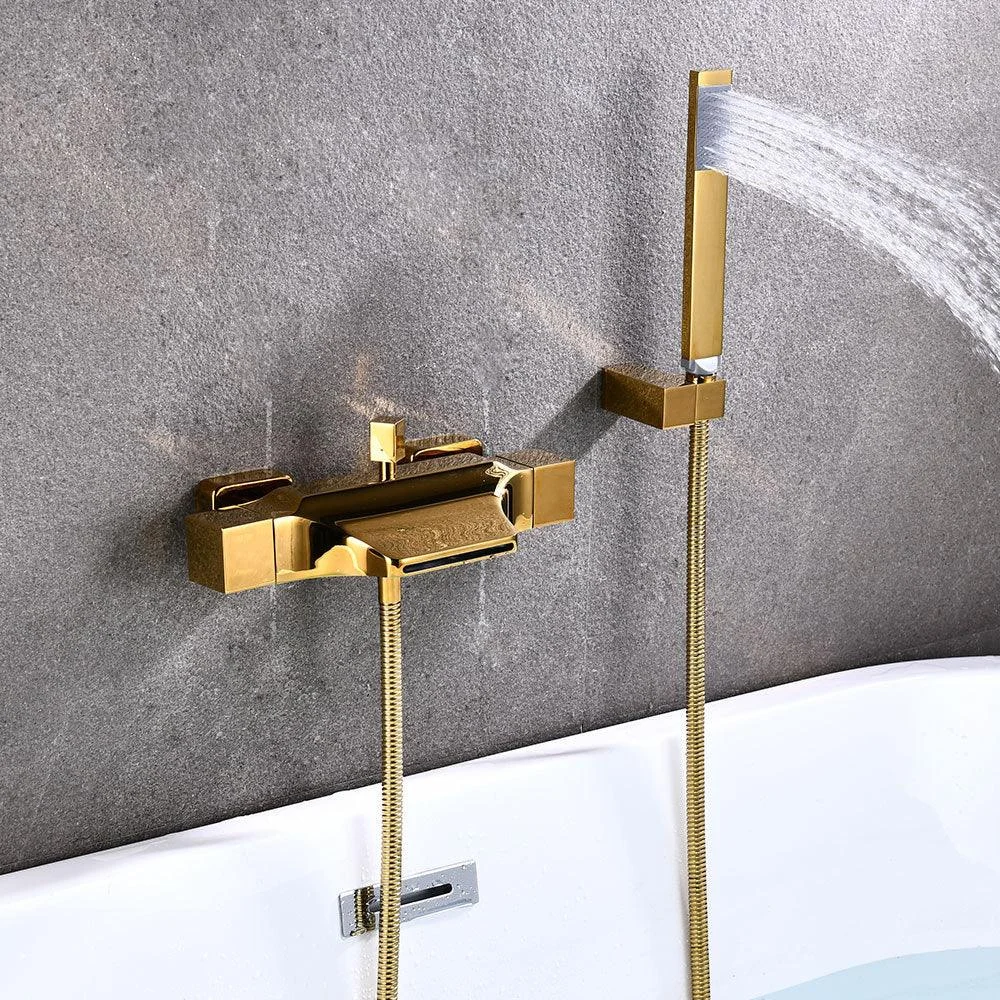 Wall Mount Tub Tap One Handle Waterfall Tub Spout Trim with Knob -Bathlova