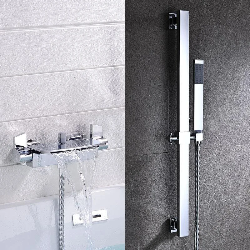 Wall Mount Tub Tap One Handle Waterfall Tub Spout Trim with Knob -Bathlova