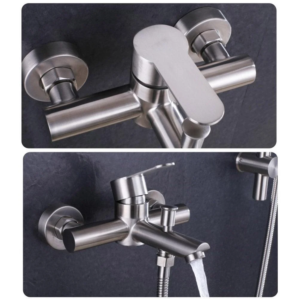 Wall Mount Water Mixer Stainless Steel Triple Valve Nozzle Tap -Bathlova