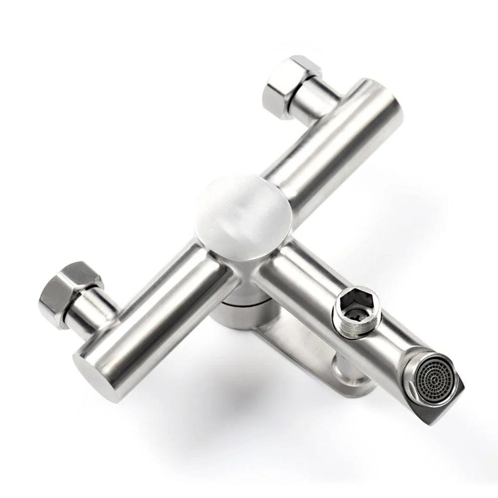 Wall Mount Water Mixer Stainless Steel Triple Valve Nozzle Tap -Bathlova