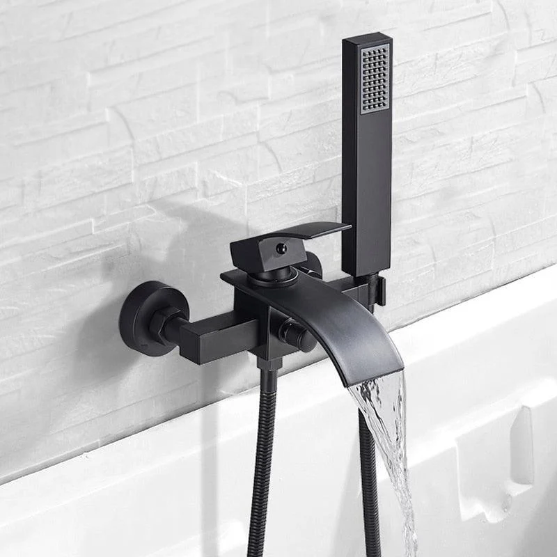 Wall Mount Waterfall Tub Spout With ABS Handshower Shower Tap -Bathlova