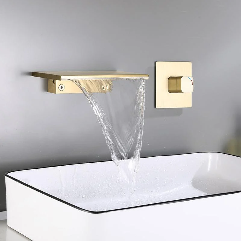 Wall Mounted 1 Handle Waterfall Tap, Full Copper Hot and Cold Bathroom Basin Tap -Bathlova