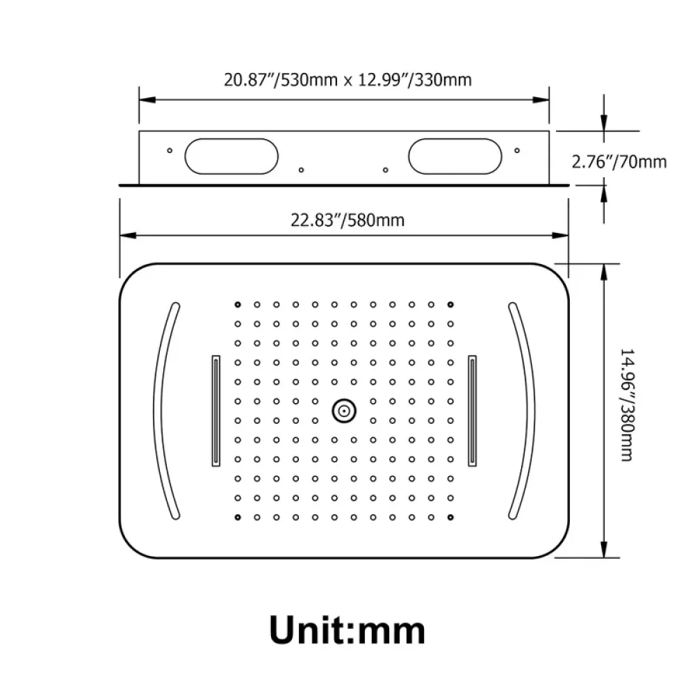 Wall-Mounted 23" Rainfall Shower System in Polished Chrome - 4 Function Thermostatic -Bathlova