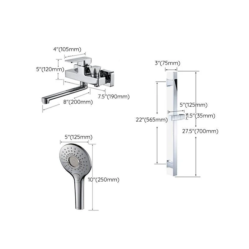 Wall Mounted Bath Tap Trim Chrome Polished Swivel Spout with Handshower -Bathlova