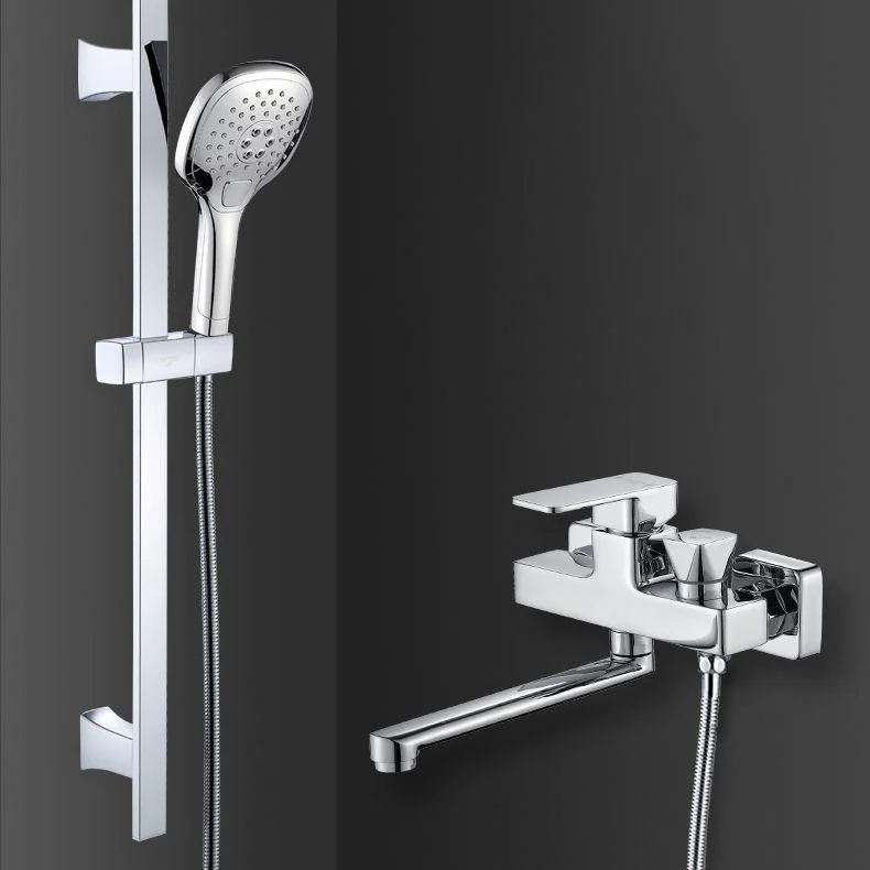 Wall Mounted Bath Tap Trim Chrome Polished Swivel Spout with Handshower -Bathlova