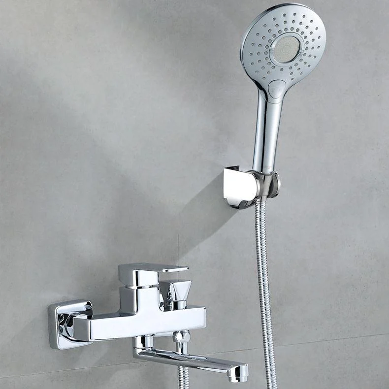 Wall Mounted Bath Tap Trim Chrome Polished Swivel Spout with Handshower -Bathlova