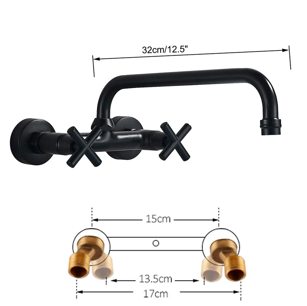 Wall Mounted Bathroom Mixer Tap Hot Cold Sink Tap 360 Rotation -Bathlova