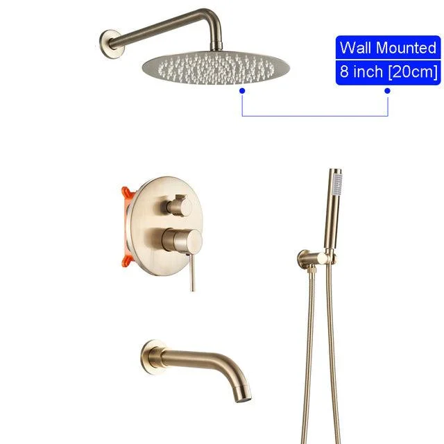 Wall Mounted Bathroom Rainfall Shower Tap Set Brass 3-ways Shower -Bathlova