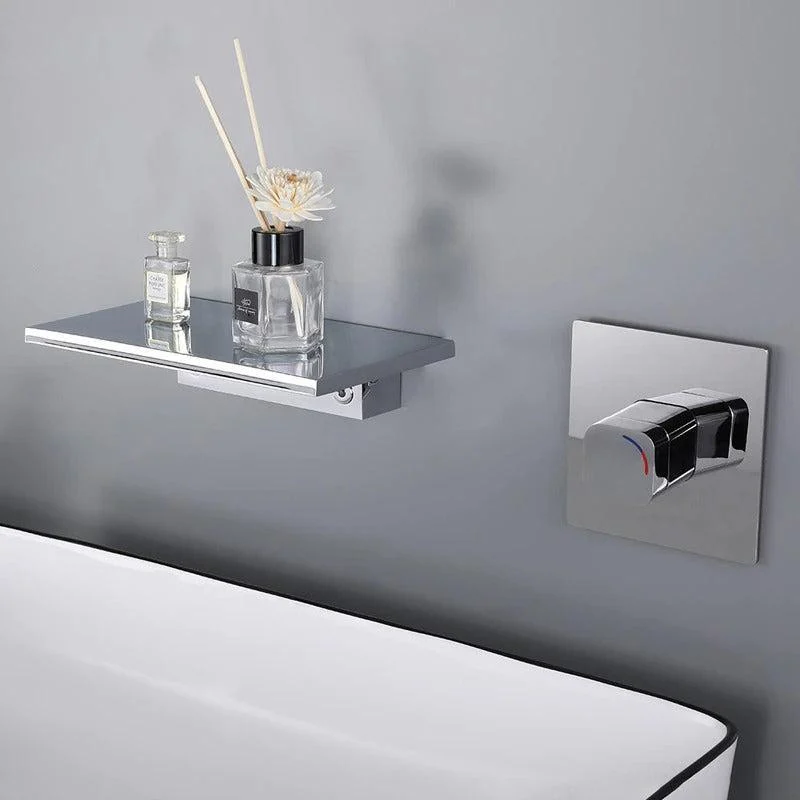 Wall Mounted Bathroom Sink Tap Single Handle 2 Hole Basin Tap -Bathlova