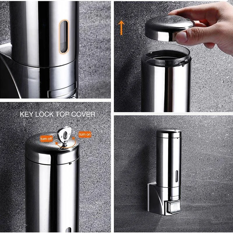 Wall Mounted Bathroom Stainless Steel Hand Liquid Soap Dispenser -Bathlova