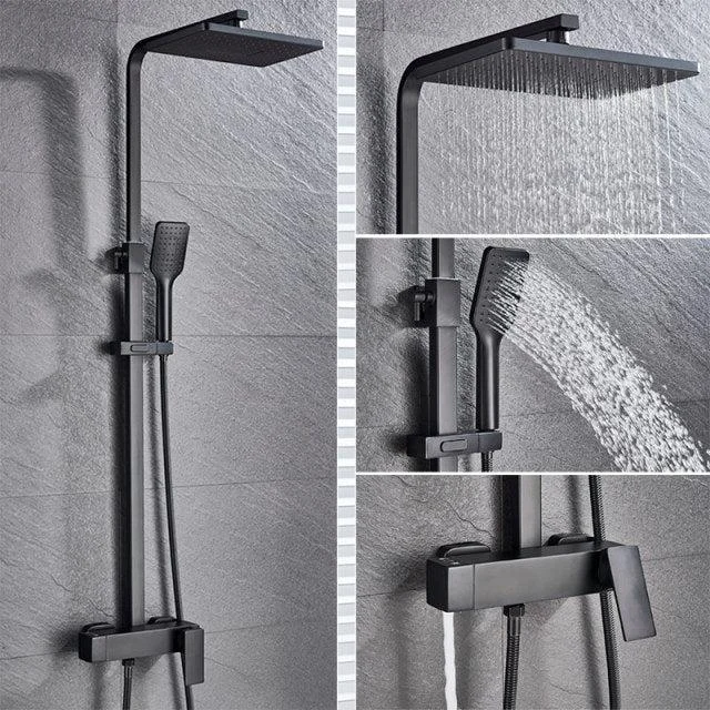 Wall Mounted Bathroom Tap Chrome Black Rain Shower Head Bath Tap -Bathlova