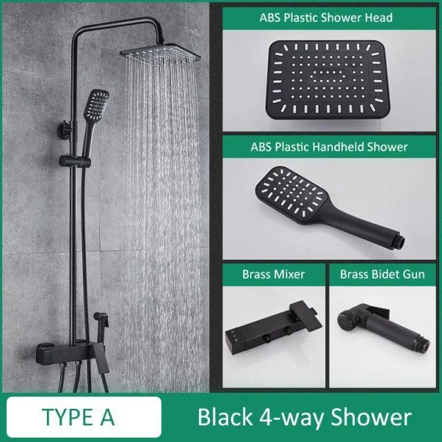 Wall Mounted Bathroom Tap Chrome Black Rain Shower Head Bath Tap -Bathlova