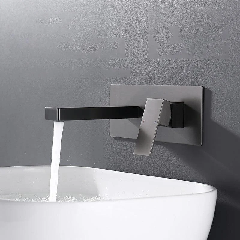 Wall Mounted Bathroom Tap Low Arc Lever Handle 2 Hole Taps -Bathlova