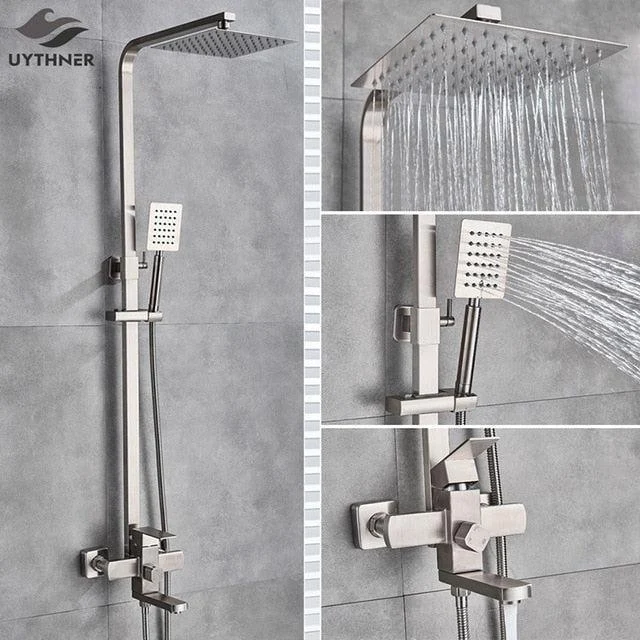 Wall Mounted Bathroom Tap Matte Black Rain Shower Bath Tap -Bathlova