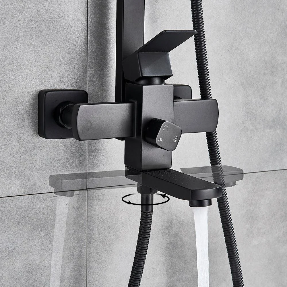 Wall Mounted Bathroom Tap Matte Black Rain Shower Bath Tap -Bathlova