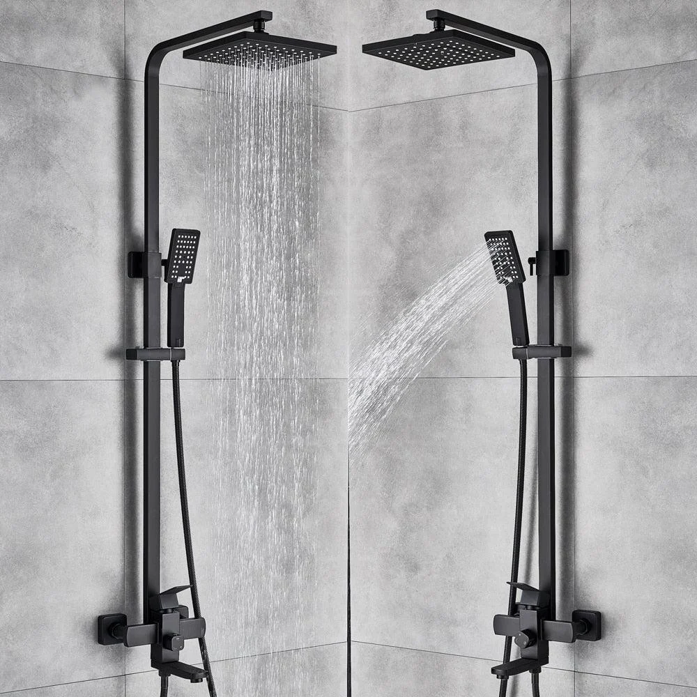 Wall Mounted Bathroom Tap Matte Black Rain Shower Bath Tap -Bathlova