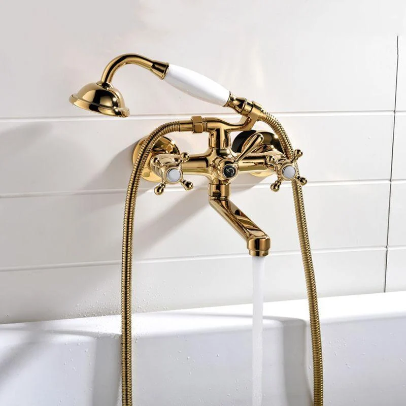 Wall Mounted Bathroom Tap Metal Swivel Bathroom Tap with Hand Shower -Bathlova