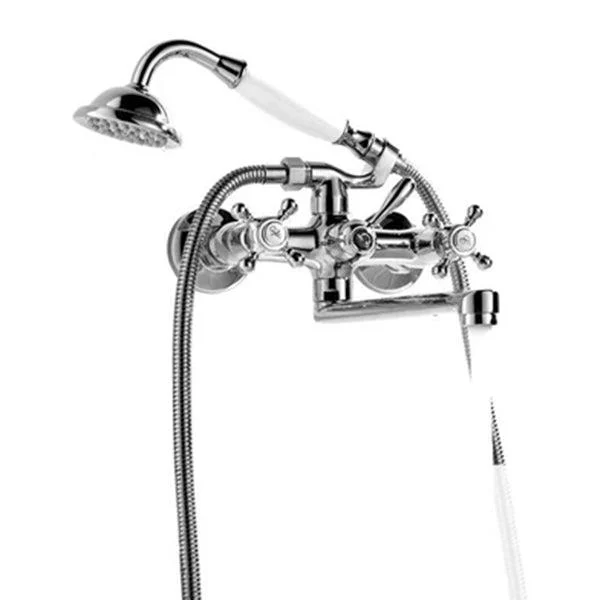 Wall Mounted Bathroom Tap Metal Swivel Bathroom Tap with Hand Shower -Bathlova