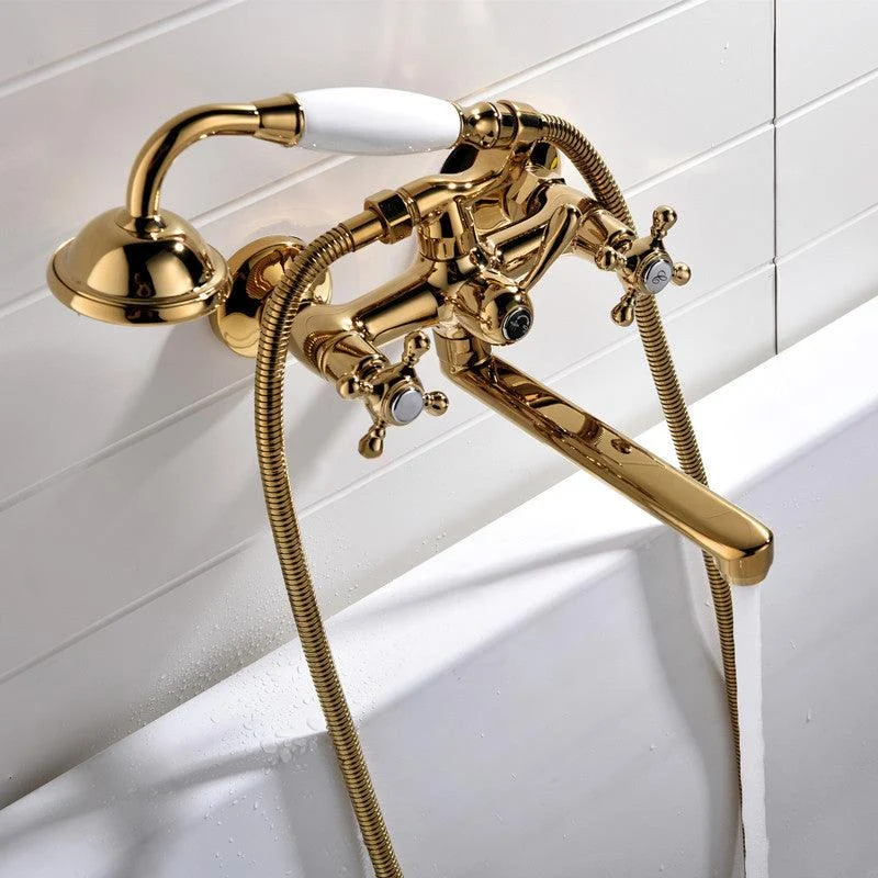 Wall Mounted Bathroom Tap Metal Swivel Bathroom Tap with Hand Shower -Bathlova