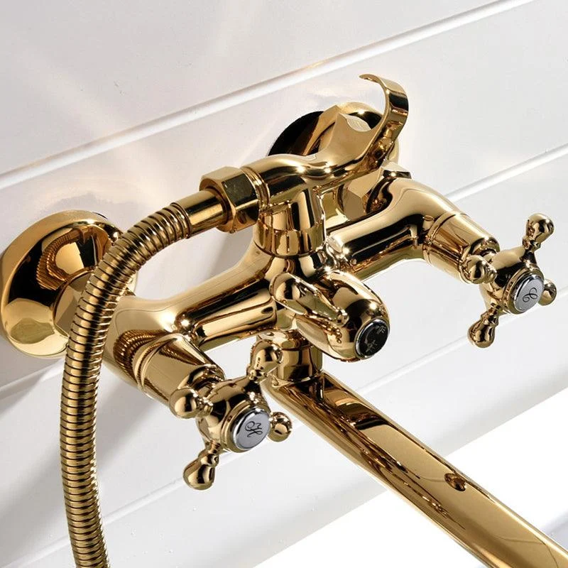 Wall Mounted Bathroom Tap Metal Swivel Bathroom Tap with Hand Shower -Bathlova