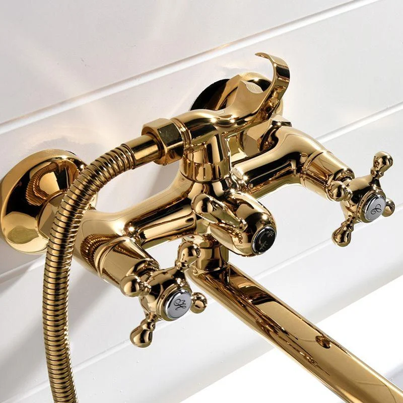 Wall Mounted Bathroom Tap Metal Swivel Bathroom Tap with Hand Shower -Bathlova