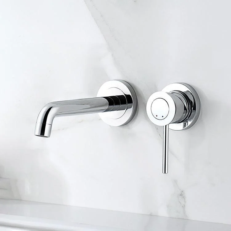 Wall Mounted Bathroom Tap Single-handle Low Arc Chrome Tap -Bathlova