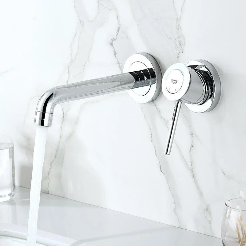 Wall Mounted Bathroom Tap Single-handle Low Arc Chrome Tap -Bathlova