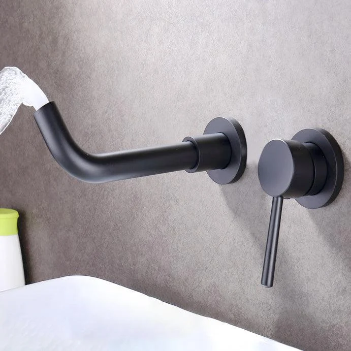 Wall Mounted Bathroom Tap Swivel Spout Low Arc 2 Hole Taps -Bathlova