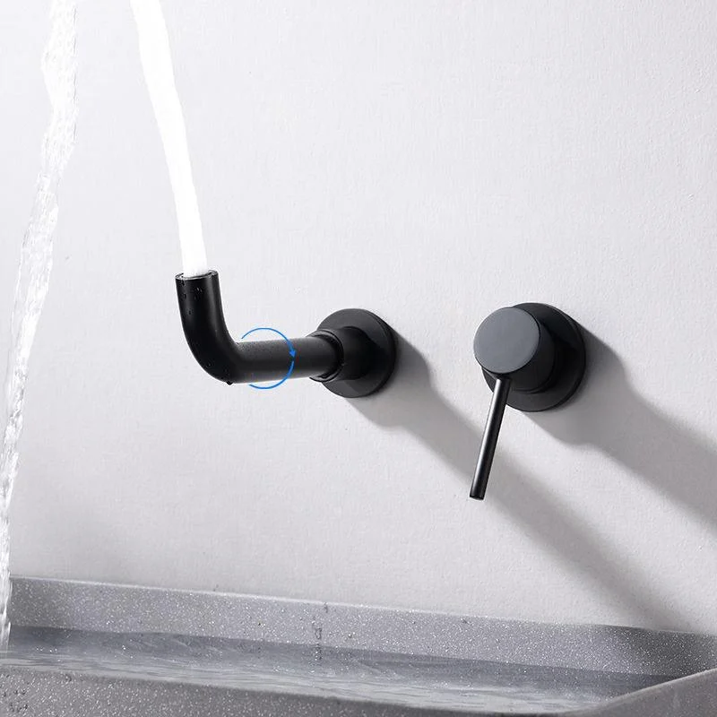 Wall Mounted Bathroom Tap Swivel Spout Low Arc 2 Hole Taps -Bathlova