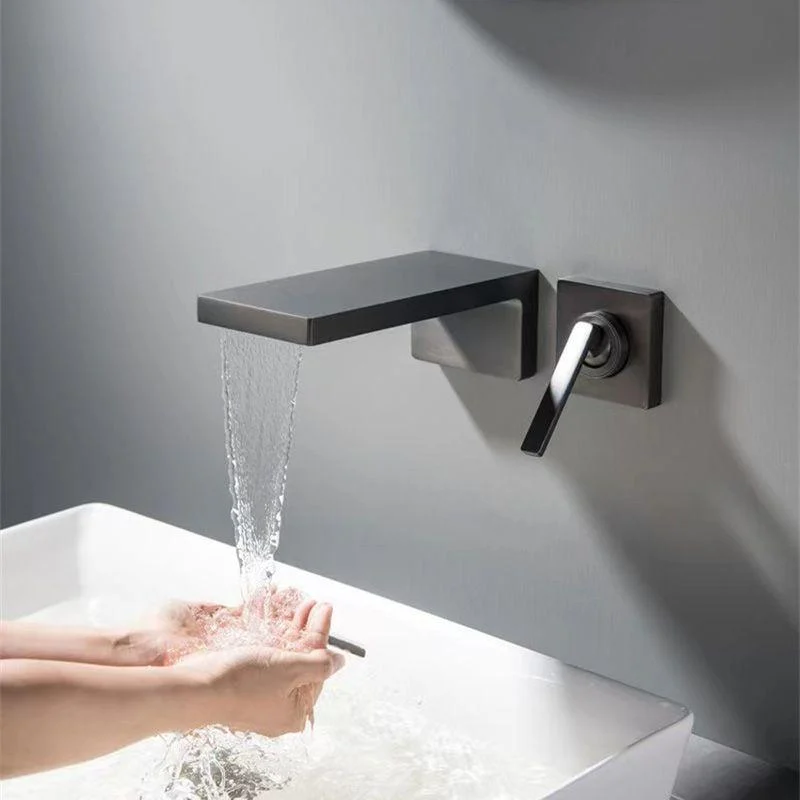 Wall Mounted Bathroom Tap Waterfall Spout with Lever Handle -Bathlova