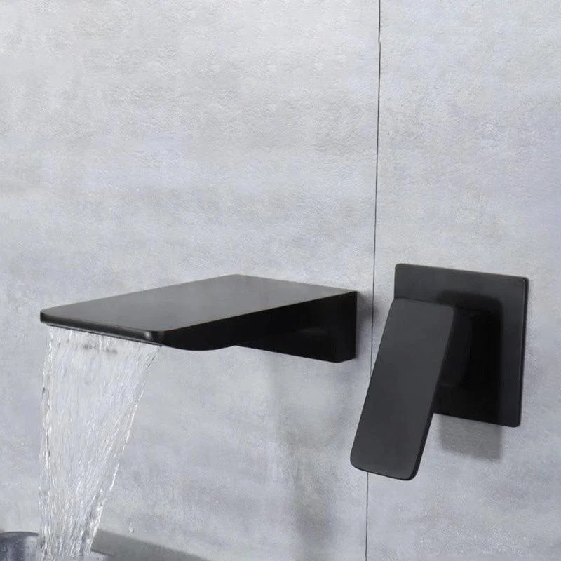 Wall Mounted Bathroom Tap Waterfall Spout with Lever Handle -Bathlova