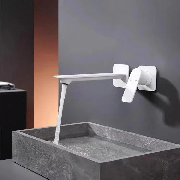 Wall Mounted Bathroom Tap Waterfall Spout with Lever Handle -Bathlova