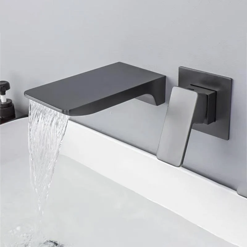 Wall Mounted Bathroom Tap Waterfall Spout with Lever Handle -Bathlova