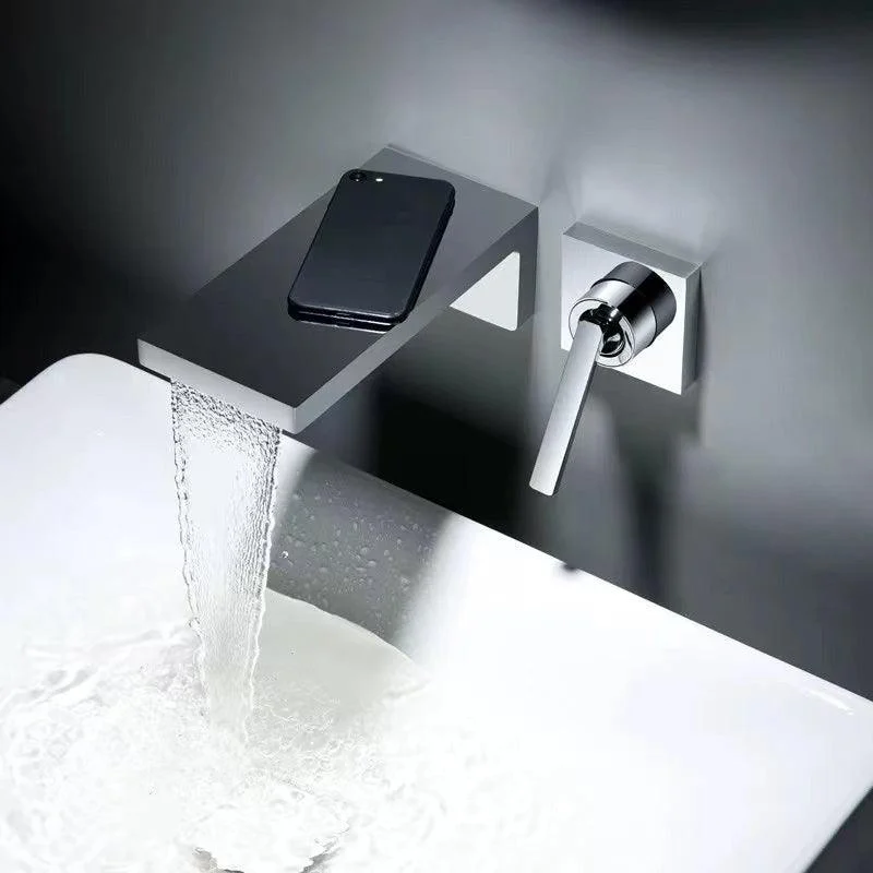 Wall Mounted Bathroom Tap Waterfall Spout with Lever Handle -Bathlova