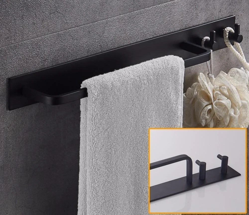 Wall Mounted Bathroom Towel Holder Rack with Hooks -Bathlova