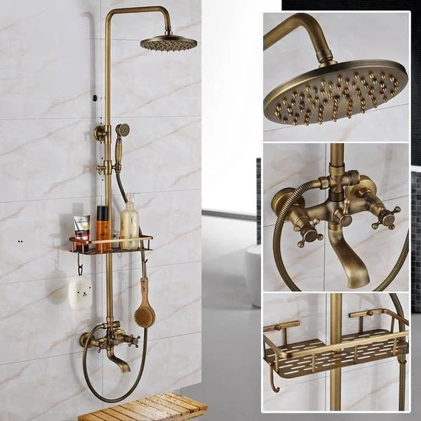 Wall Mounted Bathtub Shower Set Tap Double Handle with Commodity Shelf -Bathlova