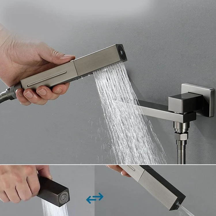 Wall Mounted Bathtub Tap Handheld Shower Head Rod Handle Tap -Bathlova