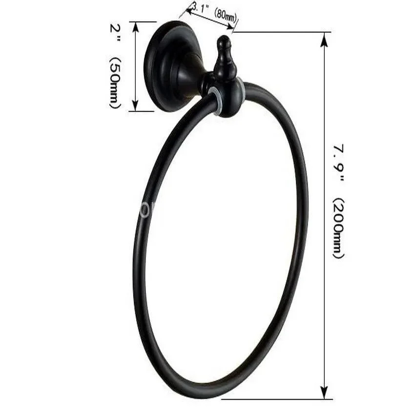 Wall Mounted Black Oil Rubbed Bronze Brass Round Circle Towel Ring -Bathlova