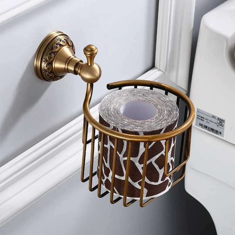 Wall Mounted Brass Toilet Paper Holder Antique Finishing Roll Holder -Bathlova