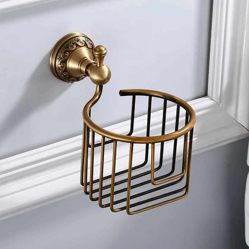 Wall Mounted Brass Toilet Paper Holder Antique Finishing Roll Holder -Bathlova