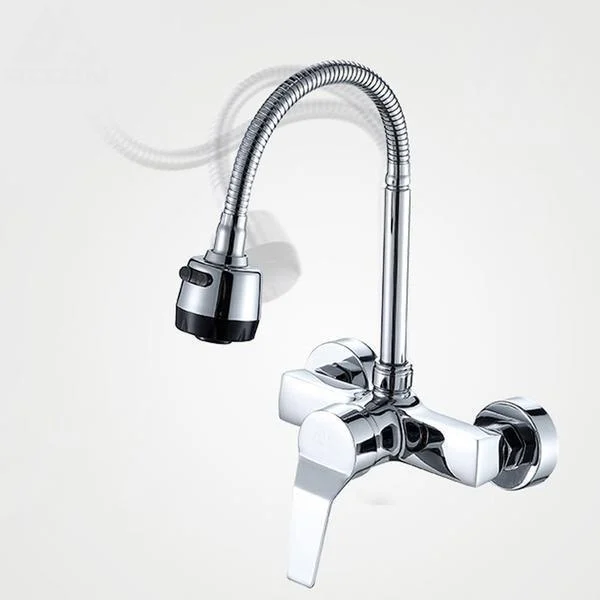 Wall Mounted Dual Hole Flexible Single Lever Kitchen Tap -Bathlova