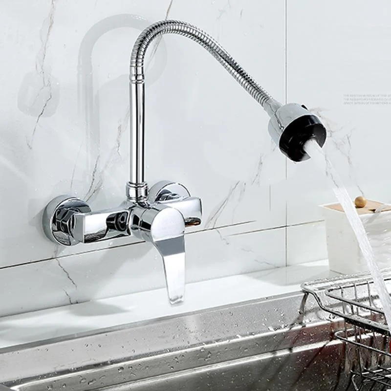 Wall Mounted Dual Hole Flexible Single Lever Kitchen Tap -Bathlova