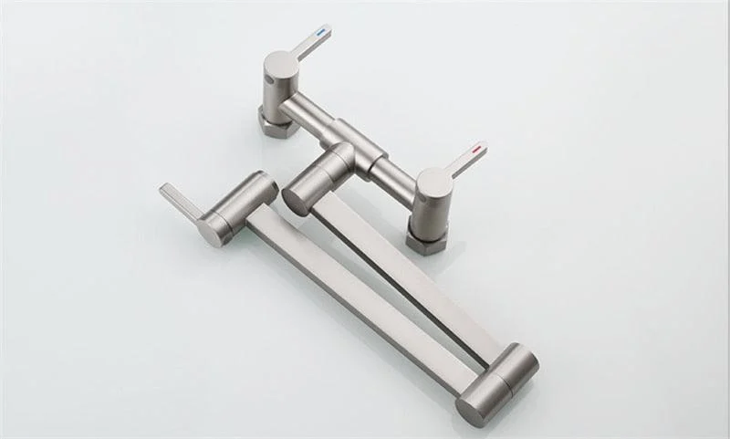 Wall Mounted Foldable Kitchen Tap Double Handle with Hot and Cold Single Hole -Bathlova