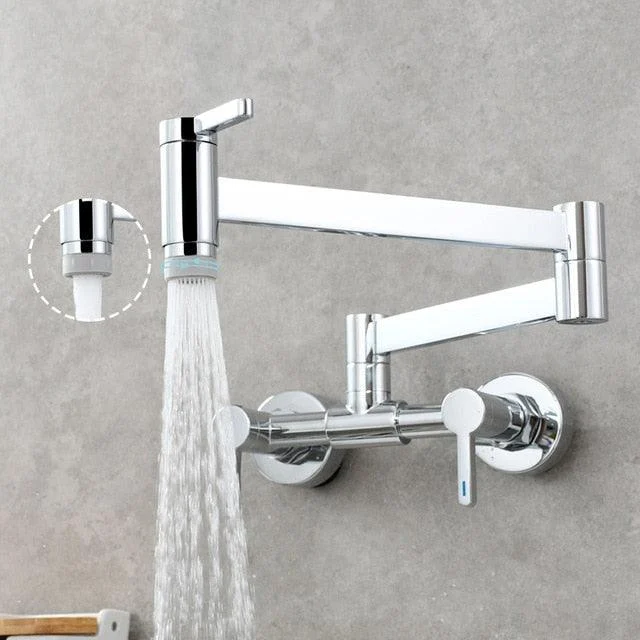 Wall Mounted Foldable Kitchen Tap Double Handle with Hot and Cold Single Hole -Bathlova