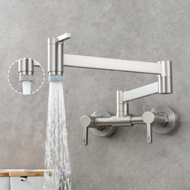 Wall Mounted Foldable Kitchen Tap Double Handle with Hot and Cold Single Hole -Bathlova