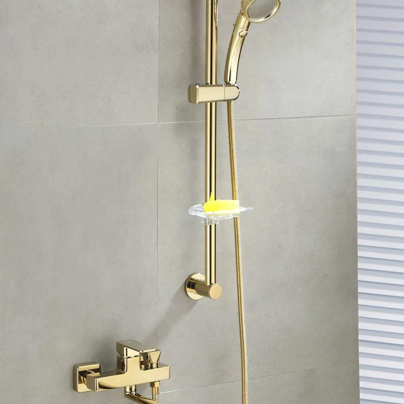 Wall Mounted Gold Bathtub Tap Swivel Spout Lever Handle with Hand Shower -Bathlova